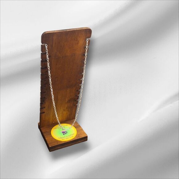 Silver and Blue Crystal Drop Necklace 18" - Picture 5 of 5